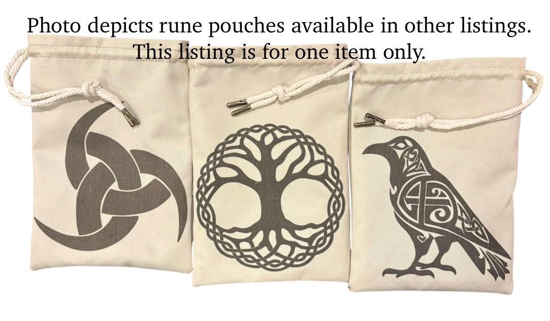 Rune Casting Pouch with World Tree – Handmade Mystic Charm Storage Bag for Ritual, Divination & Norse and Pagan Traditions