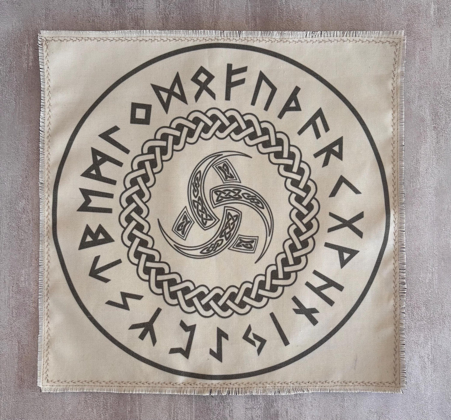 Rune Casting Mat with Elder Futhark – Handmade Divination & Ritual Altar Cloth for Pagan, Norse and Witchcraft Use