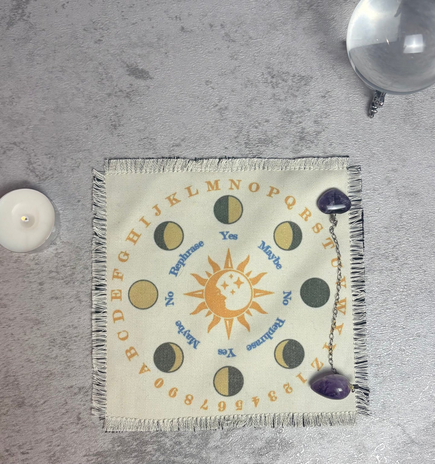 Sun & Moon Pendulum Mat | Handmade Divination Cloth for Pendulum Readings, Altar Decor - Spiritual Practice