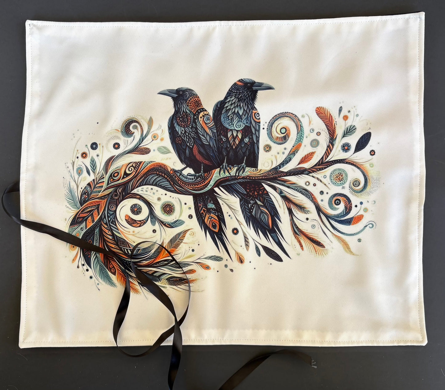 Raven Tarot Deck Wrap & Reading Mat – Handmade Tarot Cloth for Deck Protection and Card Readings