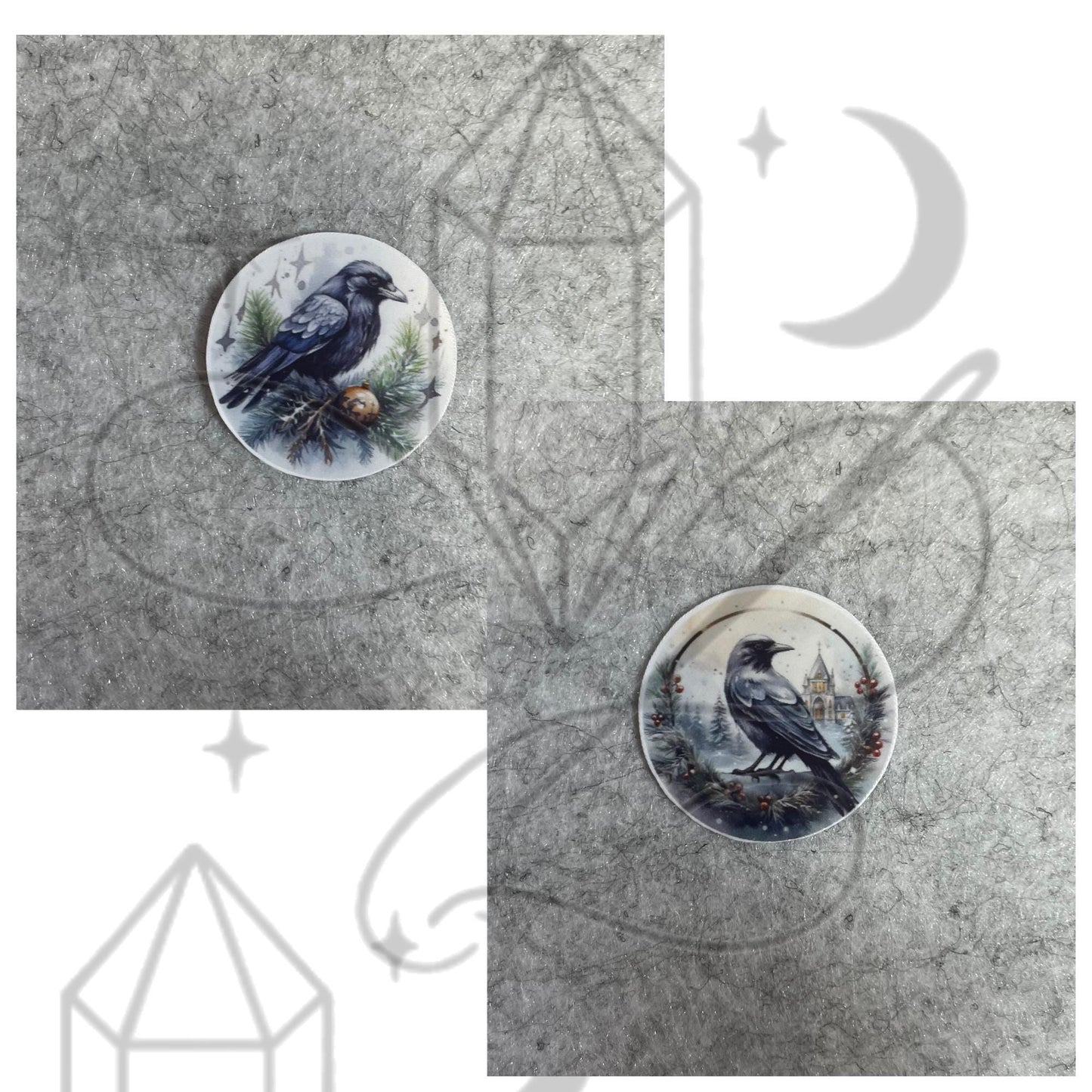 Gothic Christmas Sticker Set – 14 Glossy 1" Round Stickers