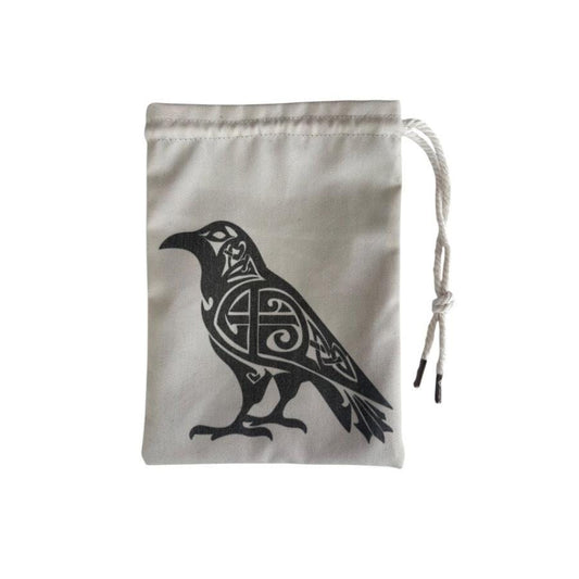 Rune Casting Pouch with Raven – Handmade Mystic Charm Storage Bag for Ritual, Divination & Norse and Pagan Traditions