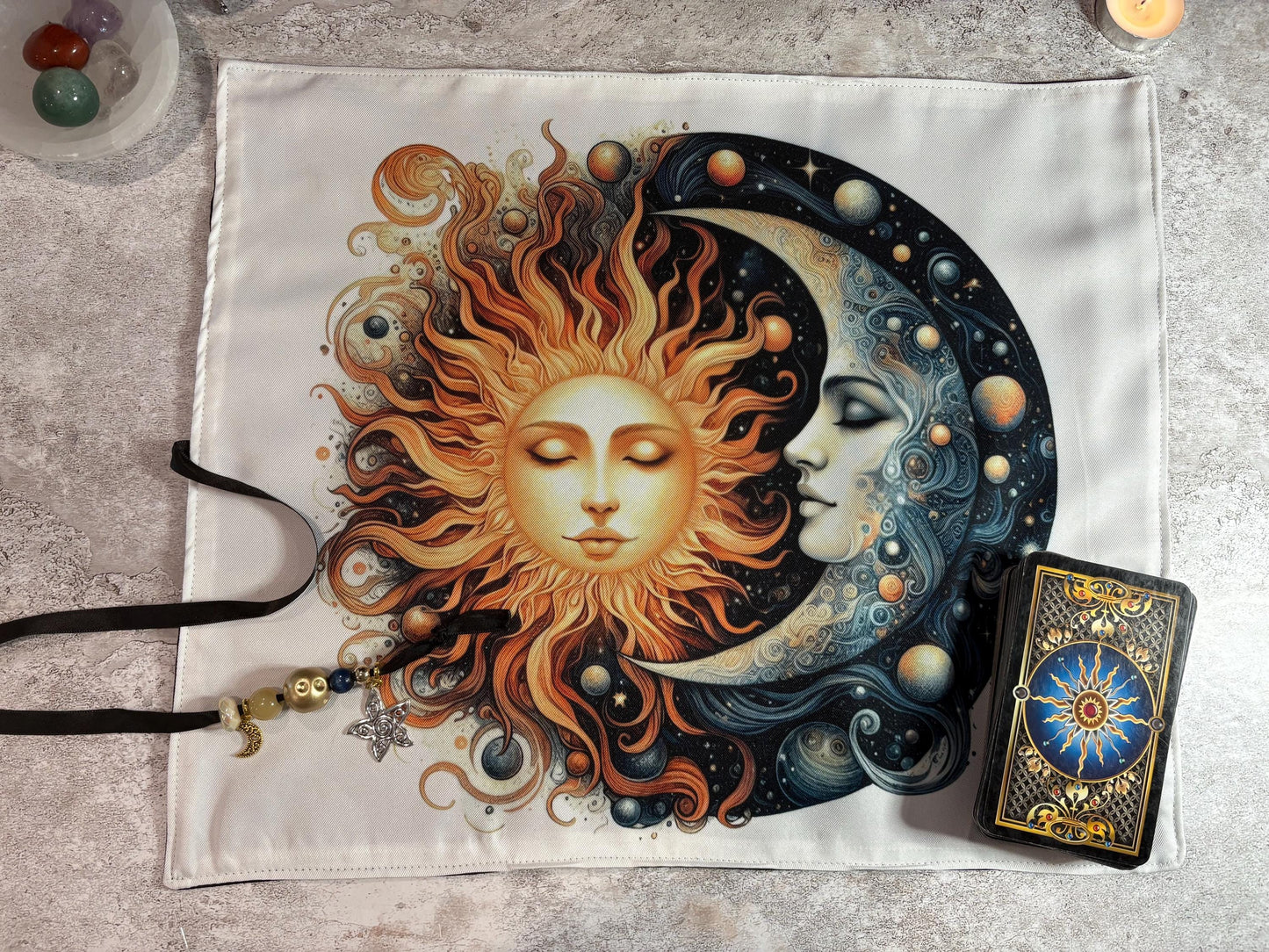 Handmade Sun and Moon Tarot Deck Wrap & Reading Cloth