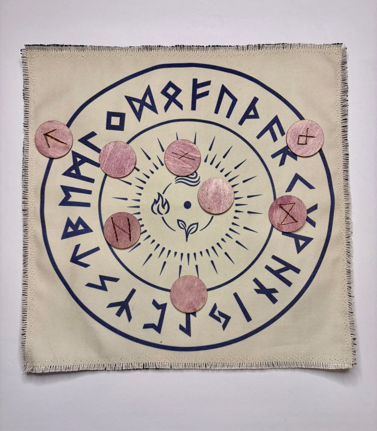 Elemental Rune Casting Mat & Storage Set | Divination Cloth & Large Drawstring Bag