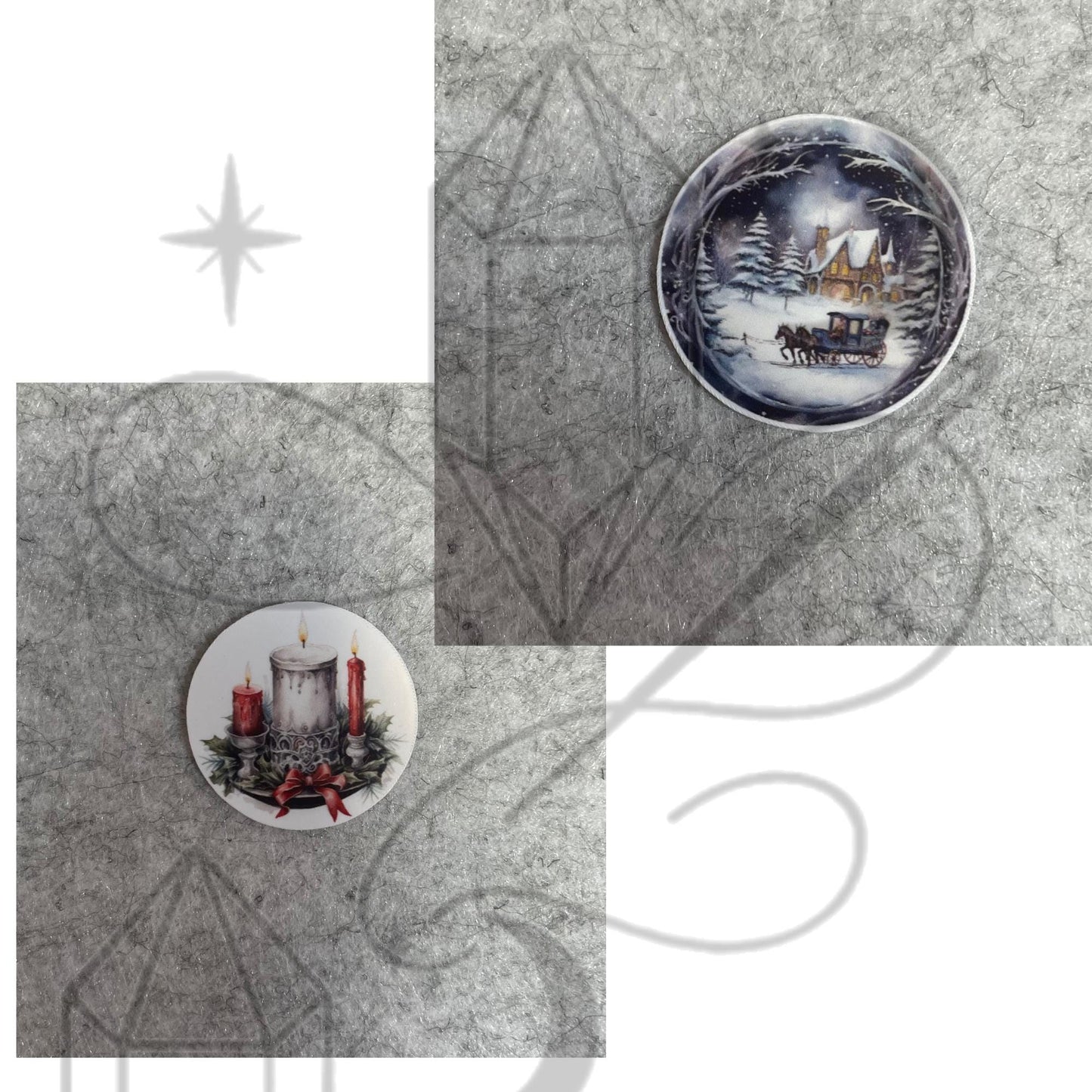 Gothic Christmas Sticker Set – 14 Glossy 1" Round Stickers