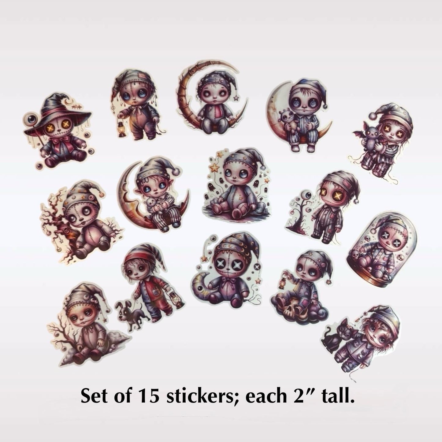 Gothic Bedtime Kids Sticker Set – 15 Glossy Vinyl Stickers