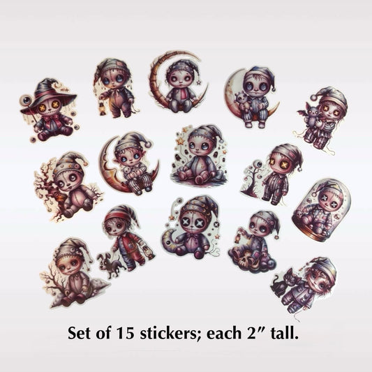 Gothic Bedtime Kids Sticker Set – 15 Glossy Vinyl Stickers