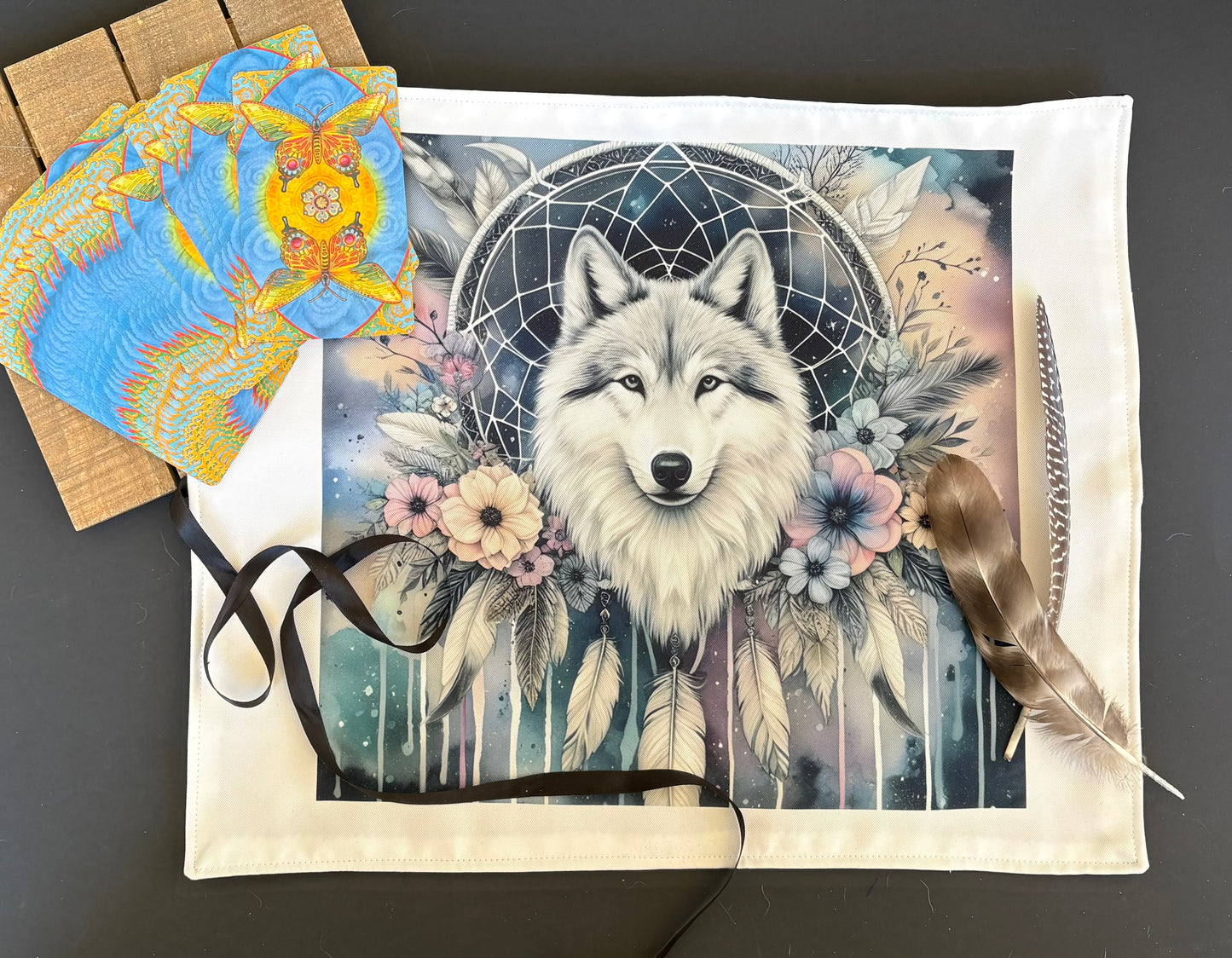 Wolf Dreamcatcher Tarot Deck Wrap – Handmade Tarot & Oracle Reading Mat