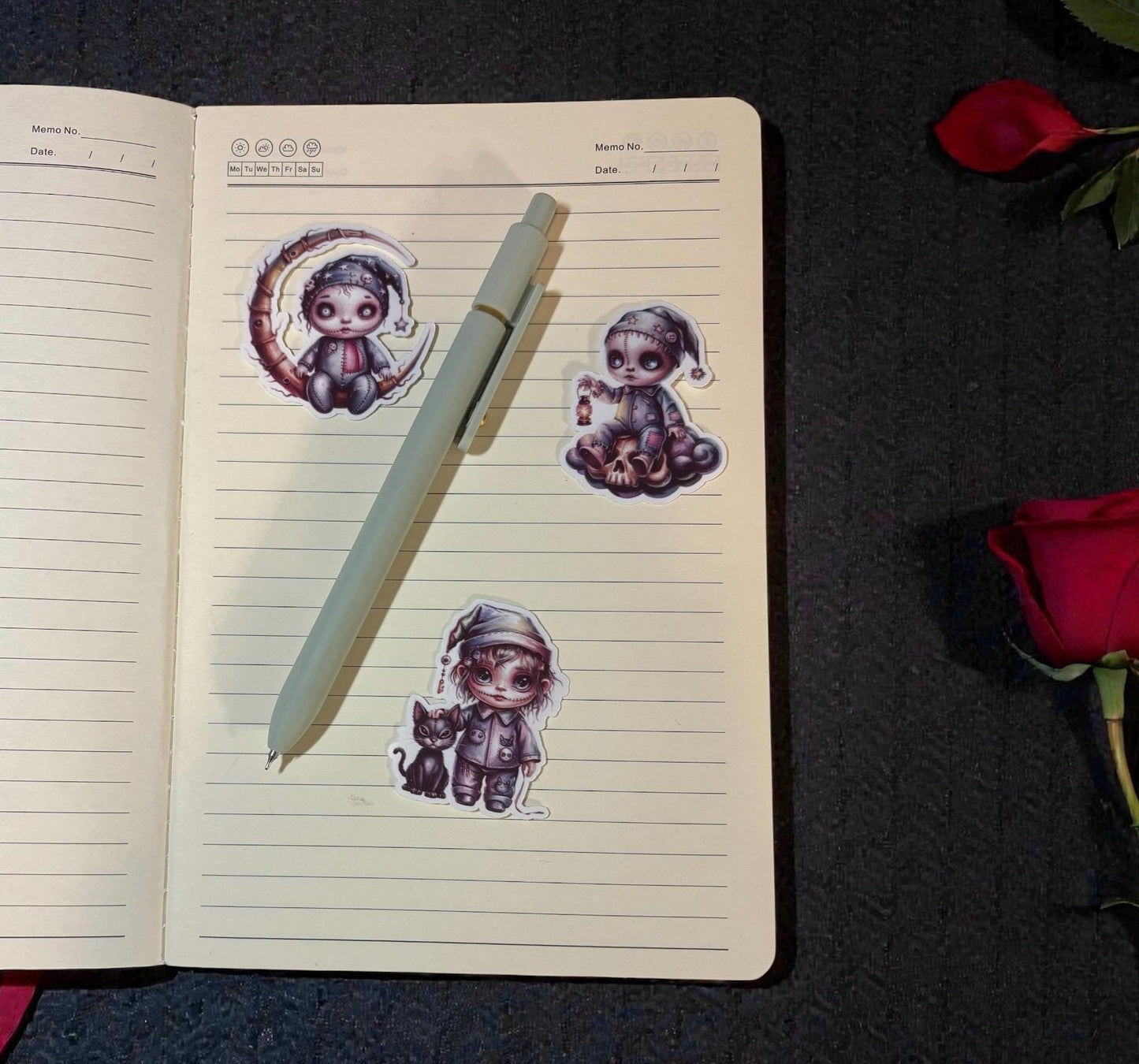 Gothic Bedtime Kids Sticker Set – 15 Glossy Vinyl Stickers