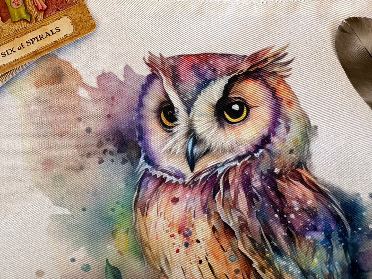 Owl Tarot Deck Wrap – Handmade Tarot Reading Cloth for Oracle Deck Storage and Travel