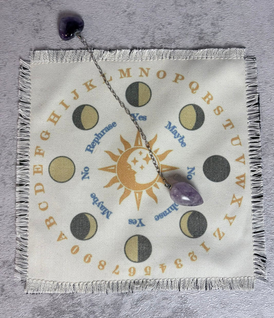 Sun & Moon Pendulum Mat | Handmade Divination Cloth for Pendulum Readings, Altar Decor - Spiritual Practice