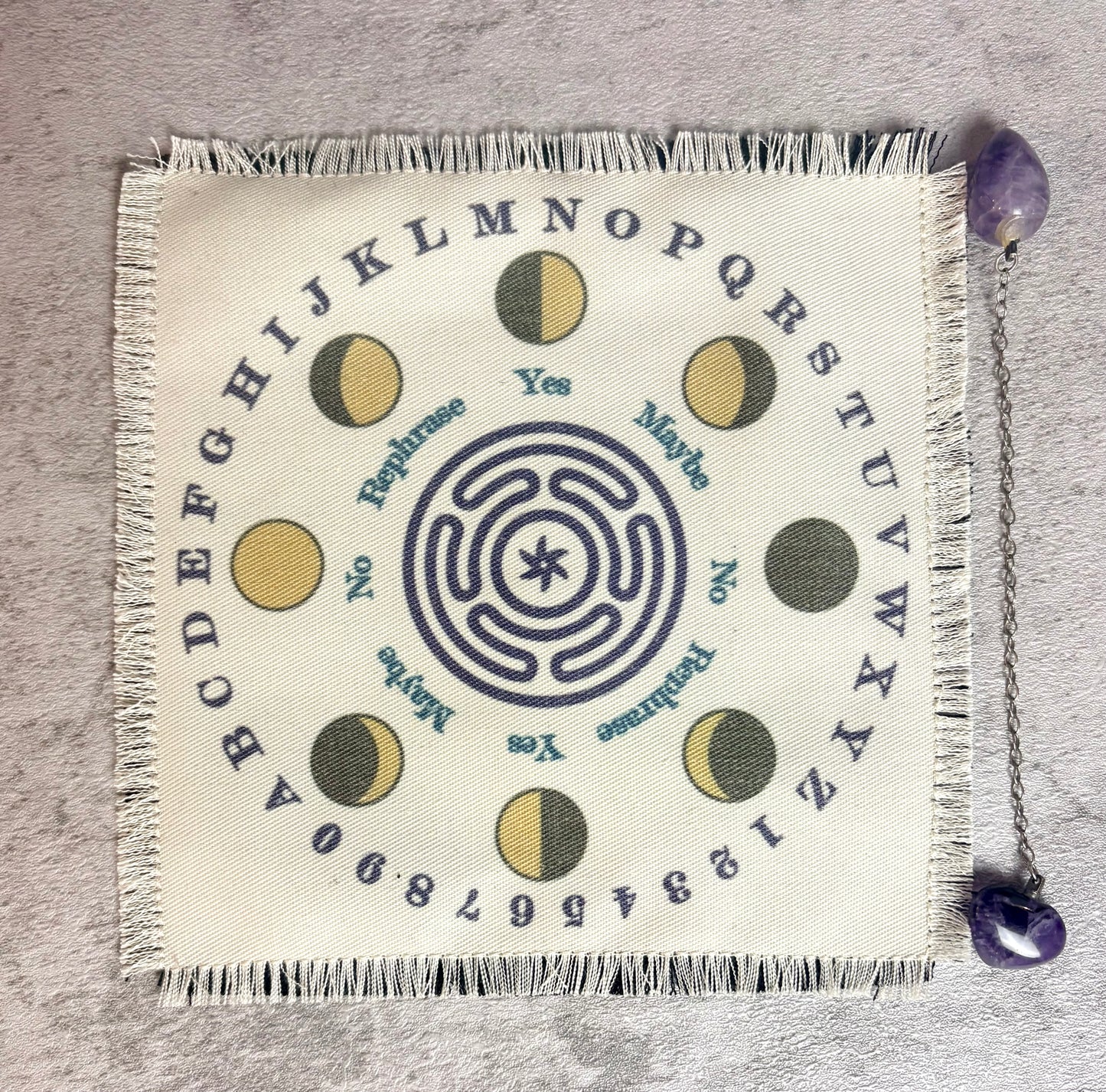 Handmade Pendulum Mat with Hecate’s Wheel Design. Arizona Made Divination Board, Yes No Guidance Tool, Altar Mat for Dowsing