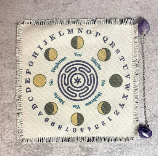 Handmade Pendulum Mat with Hecate’s Wheel Design. Arizona Made Divination Board, Yes No Guidance Tool, Altar Mat for Dowsing