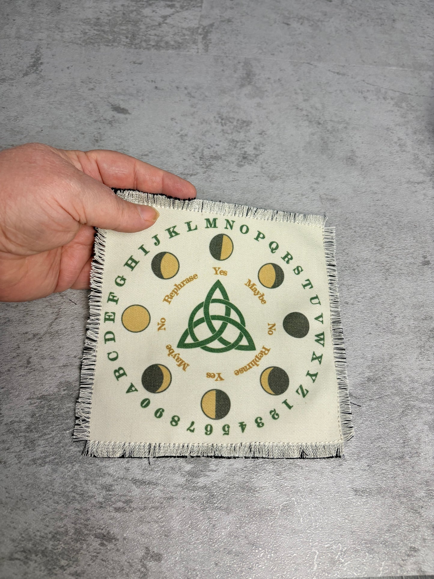 Handmade Triquetra Pendulum Mat / Fringed Divination Cloth for Pendulum Readings - Spirit Board Mat | Made in Arizona