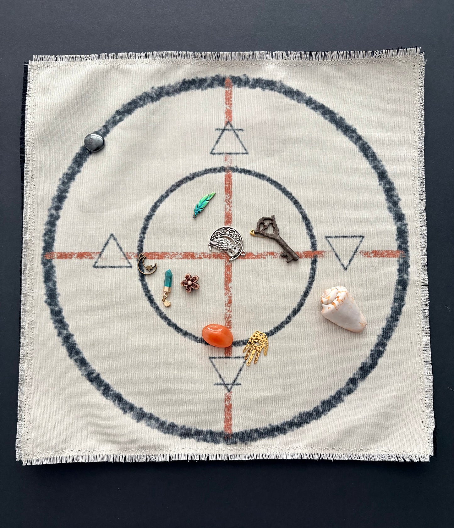Bone Casting Mat for Divination | Handmade Charm Casting Cloth | Spirit & Ancestor Reading Mat | Ritual Bone Throwing Grid