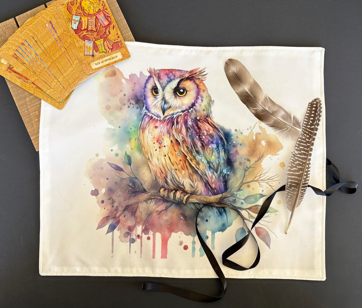 Owl Tarot Deck Wrap – Handmade Tarot Reading Cloth for Oracle Deck Storage and Travel