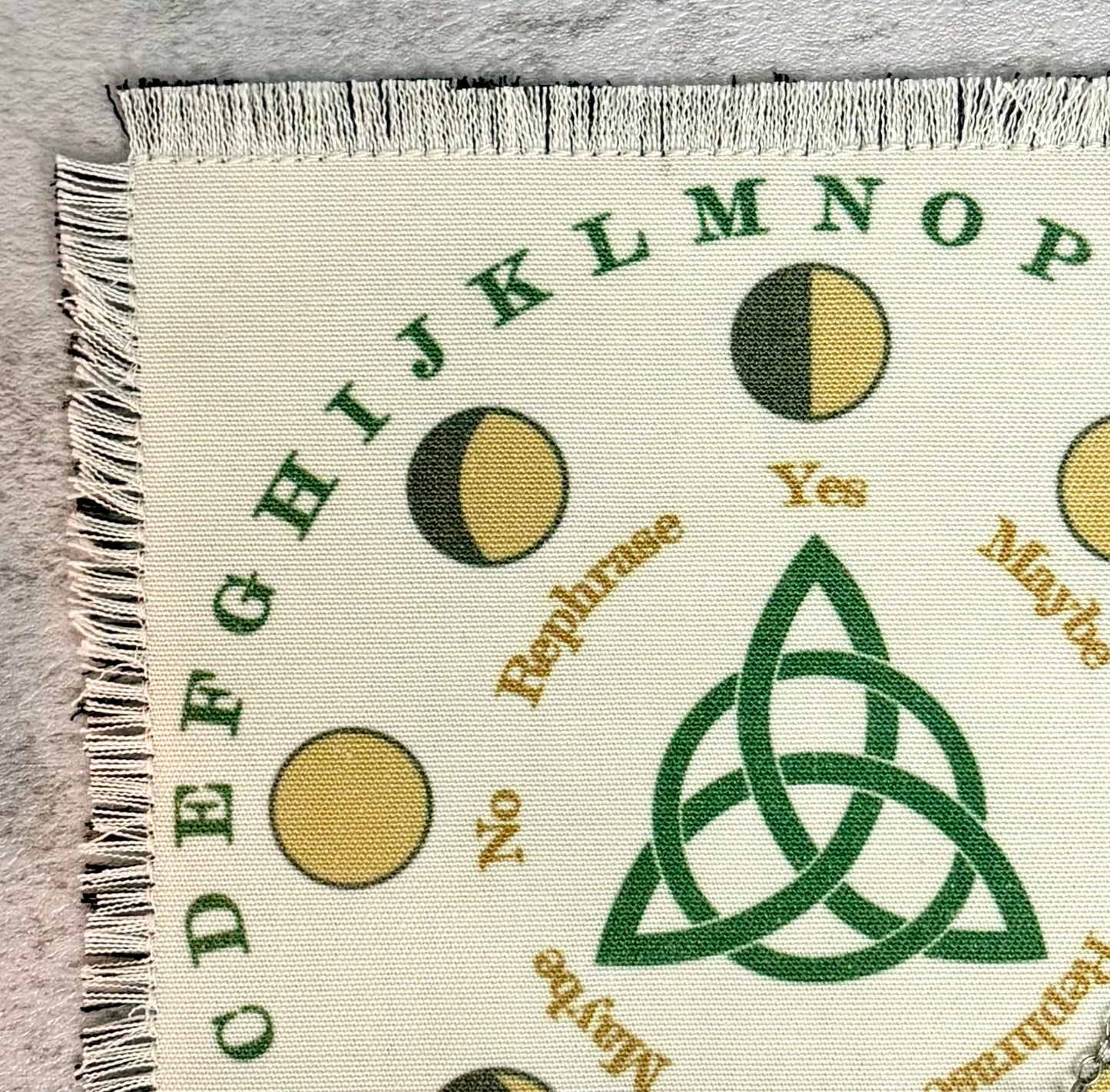 Handmade Triquetra Pendulum Mat / Fringed Divination Cloth for Pendulum Readings - Spirit Board Mat | Made in Arizona