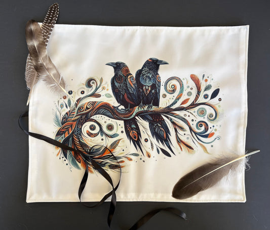 Raven Tarot Deck Wrap & Reading Mat – Handmade Tarot Cloth for Deck Protection and Card Readings