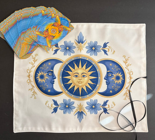 Celestial Sun and Moon Tarot Deck Wrap – Tarot & Oracle Card Protector & Reading Mat