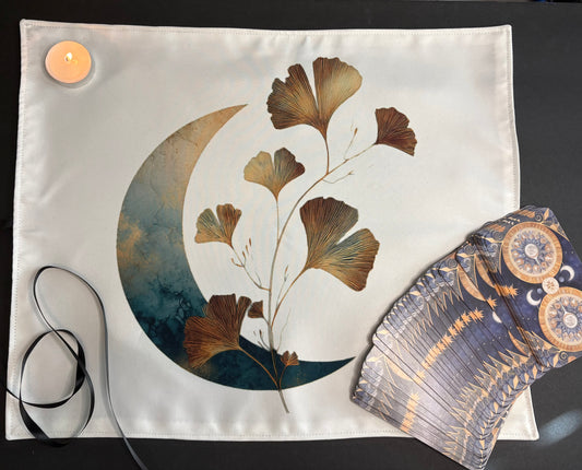 Ginkgo Moon Tarot Deck Wrap – Handmade Tarot & Oracle Card Wrap & Reading Cloth 🌙🍃