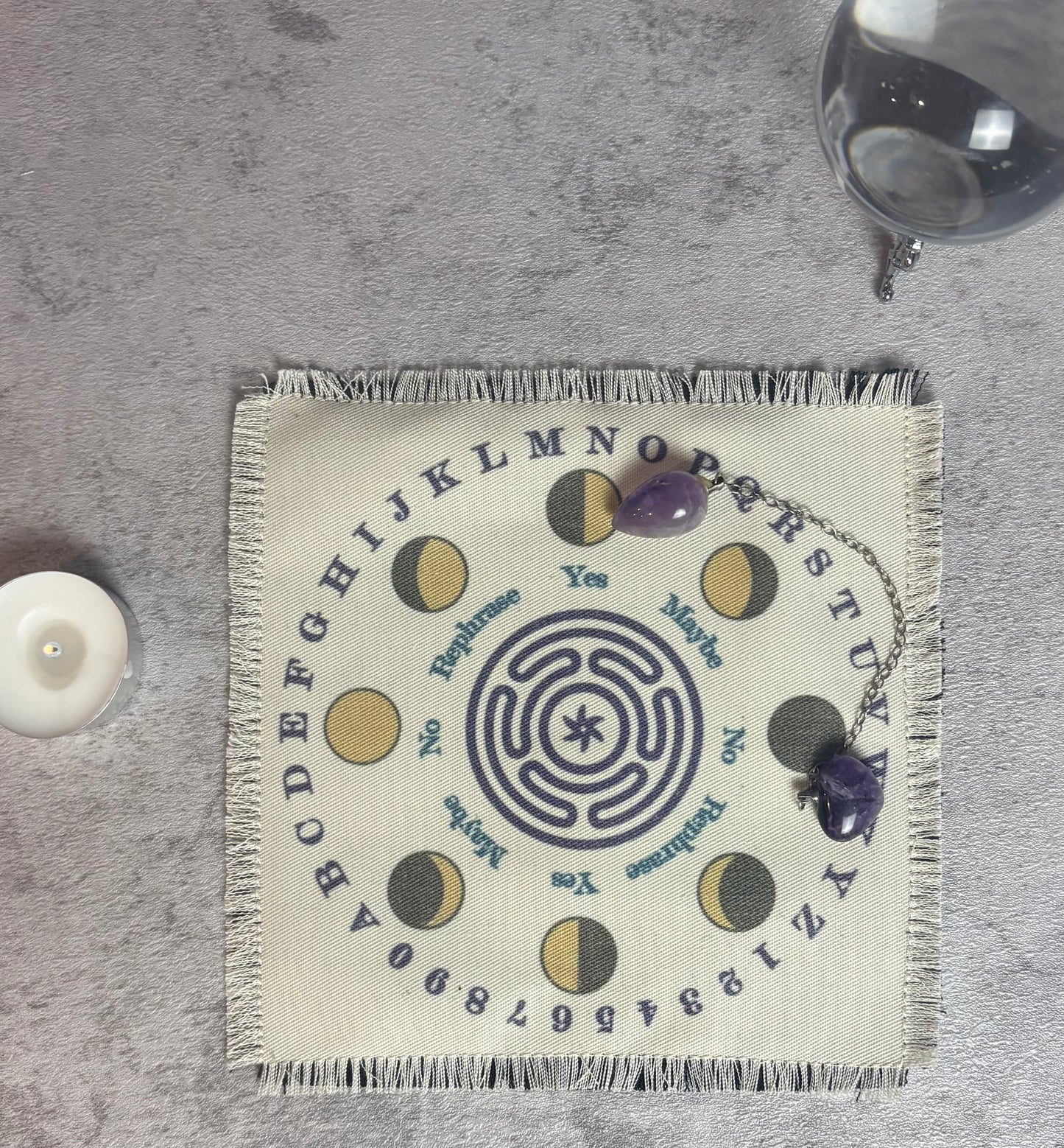 Handmade Pendulum Mat with Hecate’s Wheel Design. Arizona Made Divination Board, Yes No Guidance Tool, Altar Mat for Dowsing