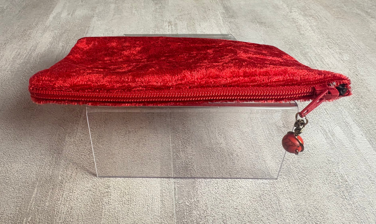 Small Velvet Tarot Pouch with Zipper | Satin Lined Case for Crystals, Charms & Divination Tools | Customizable Mini Storage Bag