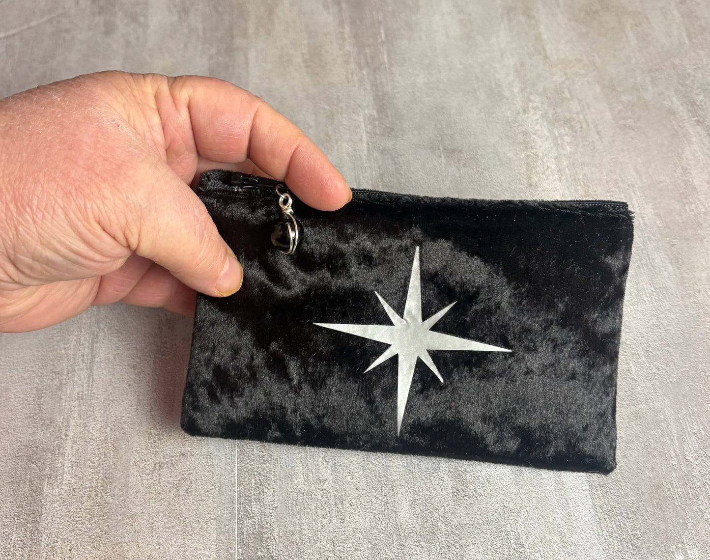 Small Velvet Tarot Pouch with Zipper | Satin Lined Case for Crystals, Charms & Divination Tools | Customizable Mini Storage Bag