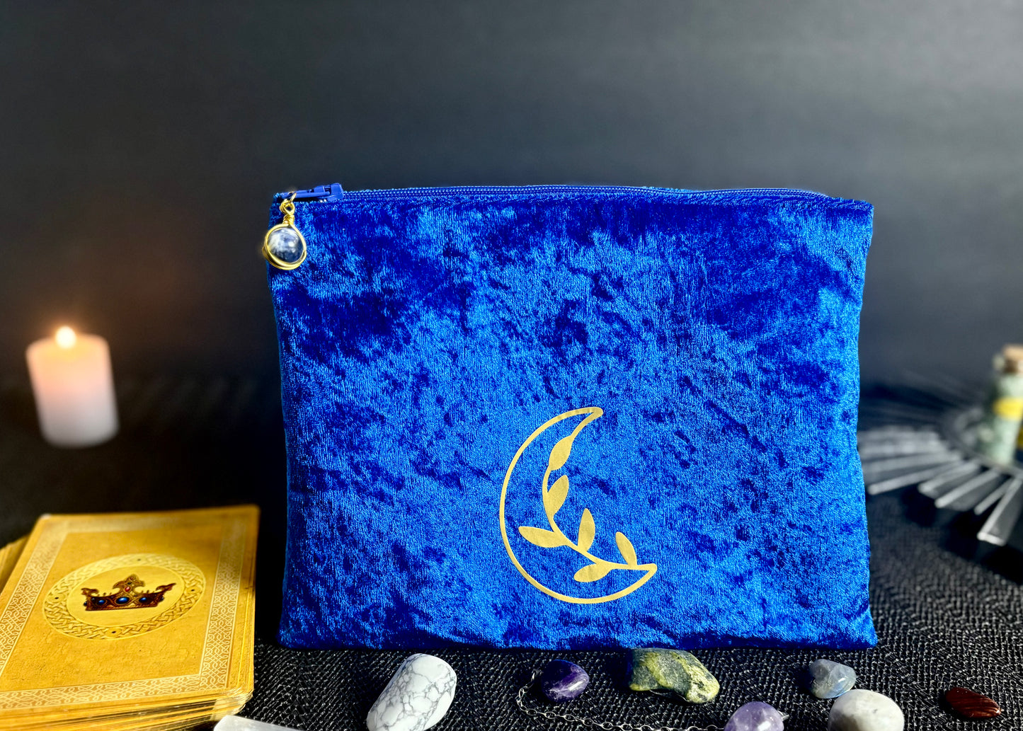 Handmade Medium Velvet Tarot Zipper Bag | Secure Deck Holder for Oracle Cards & Ritual Tools | Custom Divination Storage Pouch