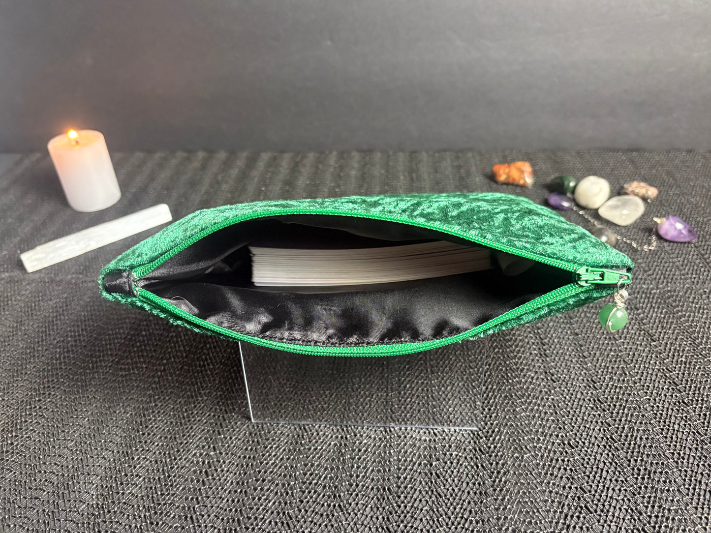 Handmade Medium Velvet Tarot Zipper Bag | Secure Deck Holder for Oracle Cards & Ritual Tools | Custom Divination Storage Pouch