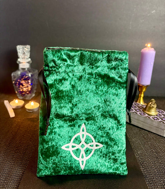 Velvet Tarot Drawstring Bag | Double Ribbon Closure Deck Holder | Custom Spiritual Storage for Cards & Tools