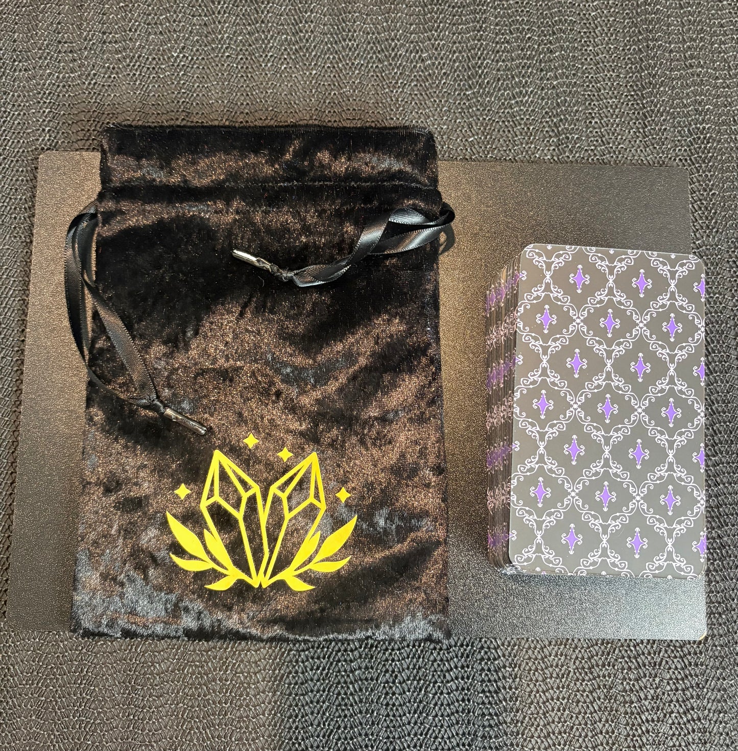 Velvet Tarot Drawstring Bag | Double Ribbon Closure Deck Holder | Custom Spiritual Storage for Cards & Tools