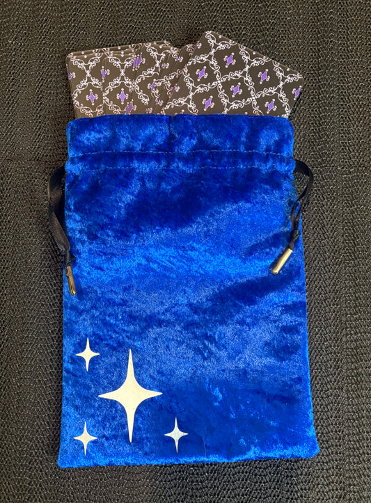 Velvet Tarot Drawstring Bag | Double Ribbon Closure Deck Holder | Custom Spiritual Storage for Cards & Tools
