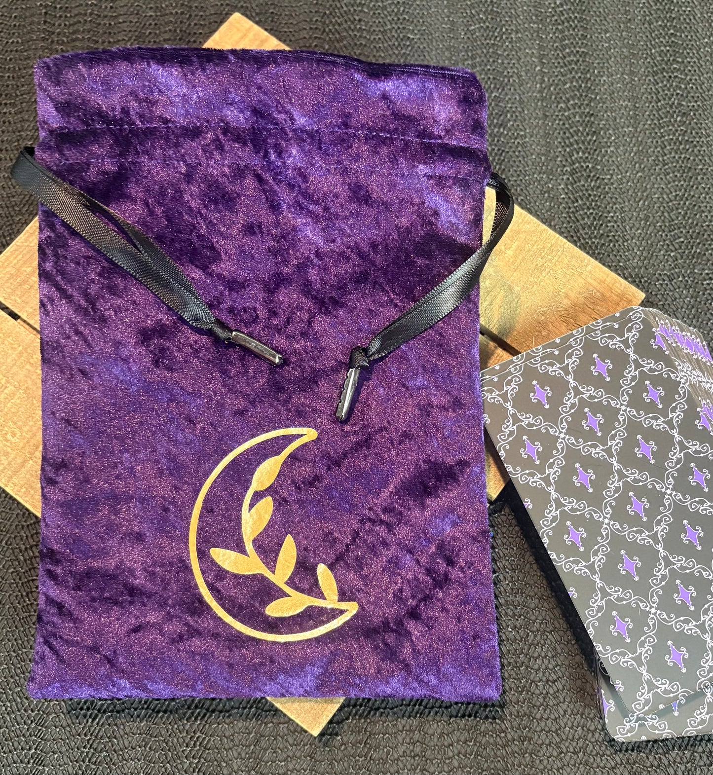 Velvet Tarot Drawstring Bag | Double Ribbon Closure Deck Holder | Custom Spiritual Storage for Cards & Tools