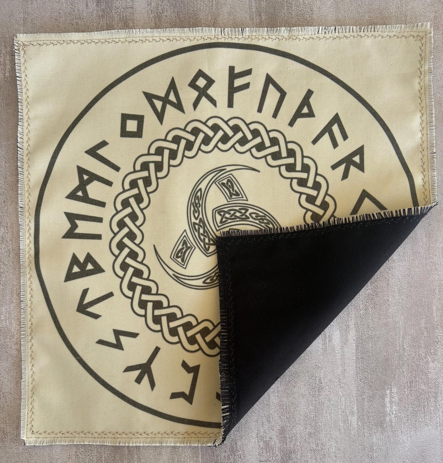 Rune Casting Mat with Elder Futhark – Handmade Divination & Ritual Altar Cloth for Pagan, Norse and Witchcraft Use