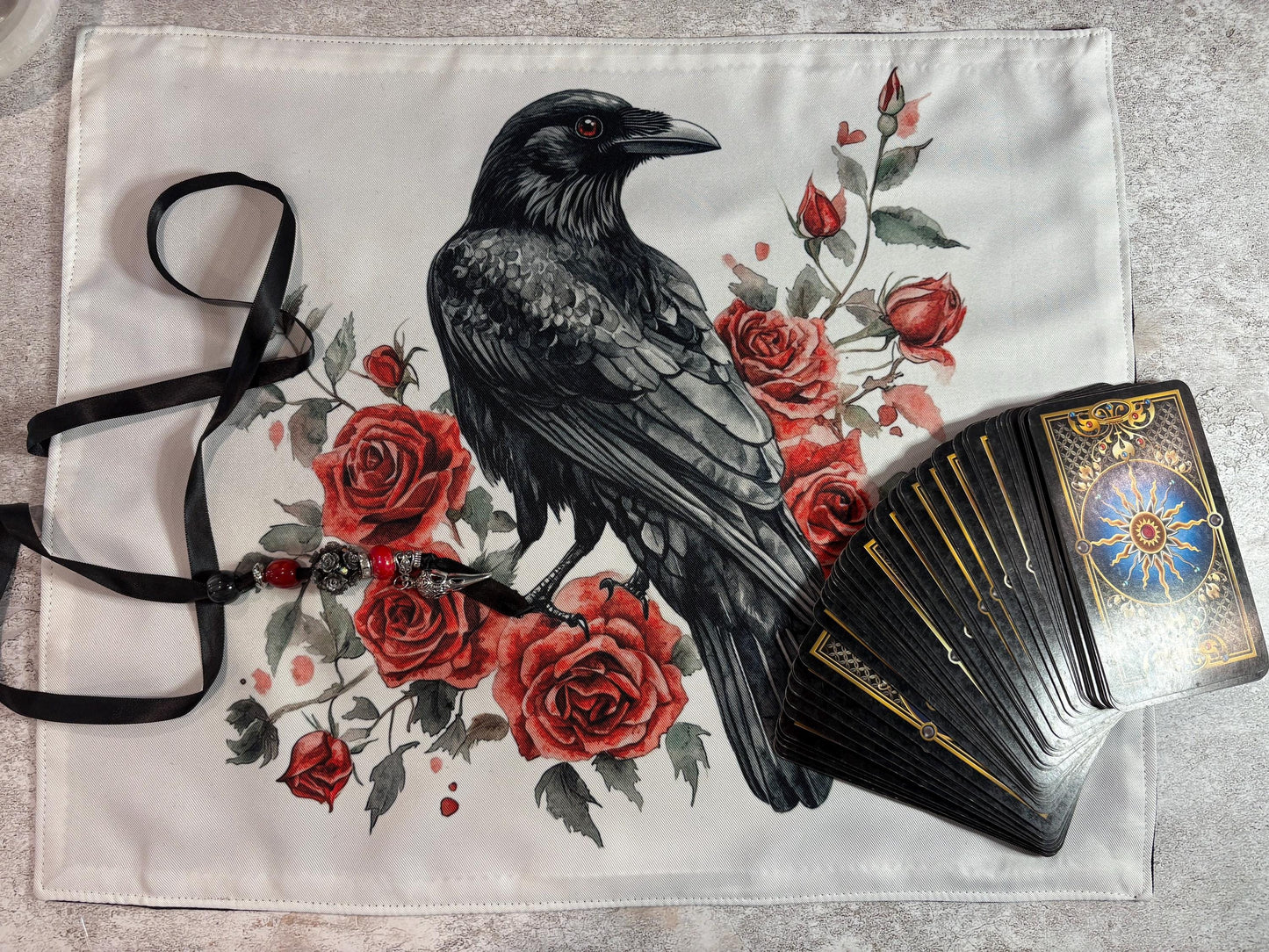 Crow and Roses Tarot Deck Wrap & Reading Mat