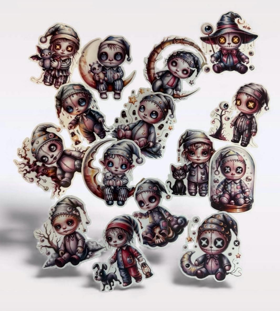 Gothic Bedtime Kids Sticker Set – 15 Glossy Vinyl Stickers