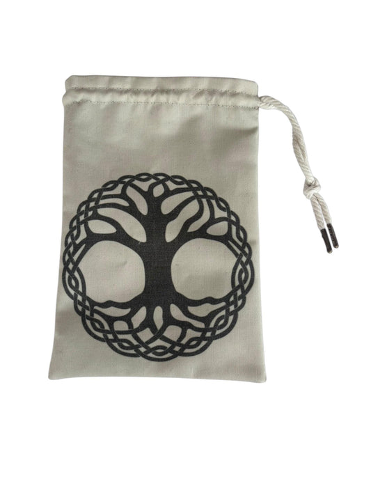 Rune Casting Pouch with World Tree – Handmade Mystic Charm Storage Bag for Ritual, Divination & Norse and Pagan Traditions