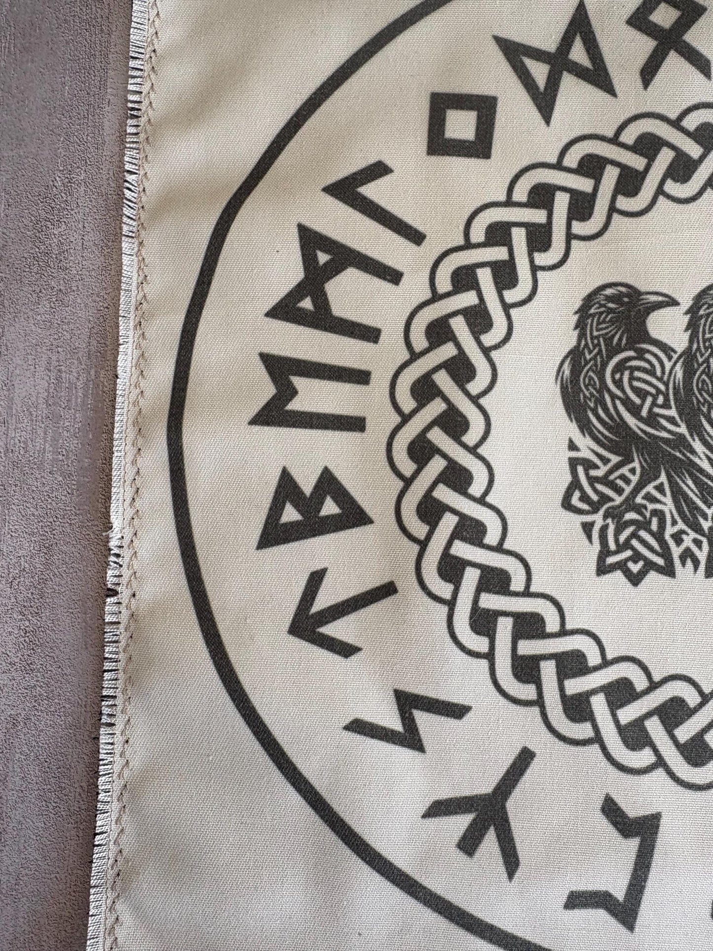 Raven Rune Casting Mat with Elder Futhark – Handmade Divination & Ritual Altar Cloth for Pagan, Norse and Witchcraft Use