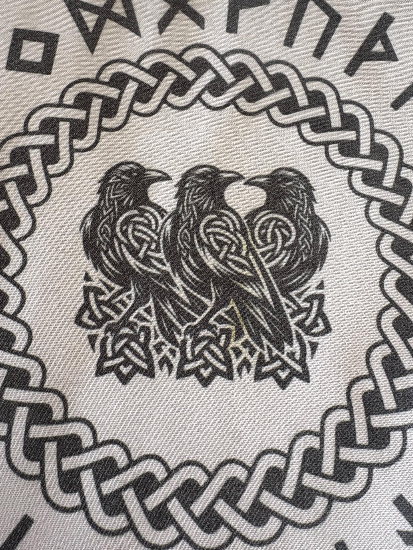 Raven Rune Casting Mat with Elder Futhark – Handmade Divination & Ritual Altar Cloth for Pagan, Norse and Witchcraft Use