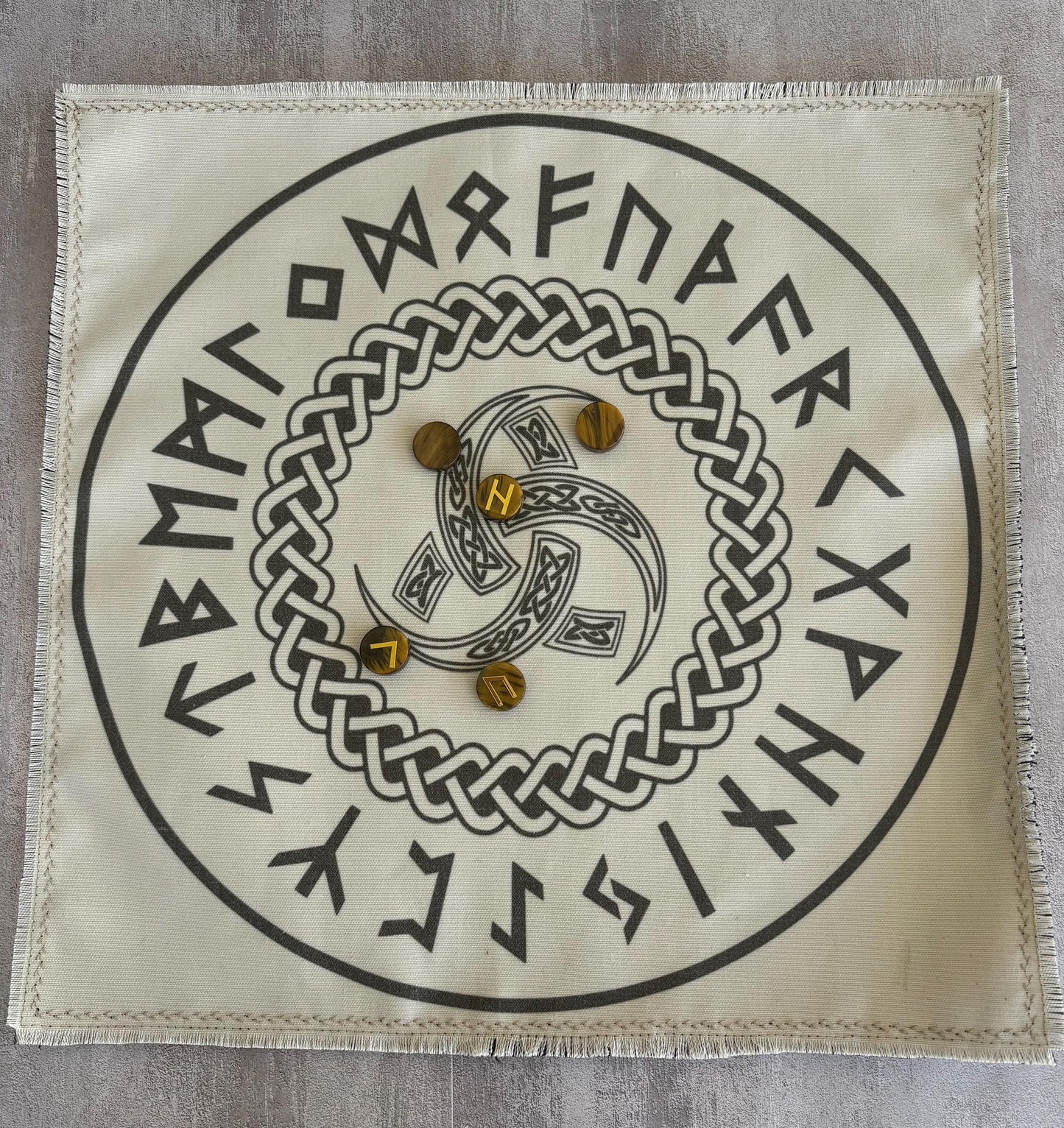 Rune Casting Mat with Elder Futhark – Handmade Divination & Ritual Altar Cloth for Pagan, Norse and Witchcraft Use