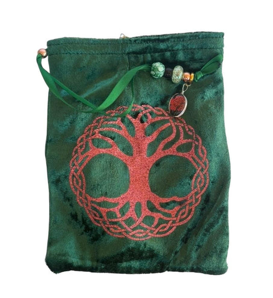 Tree of Life | Green Velvet Tarot Pouch