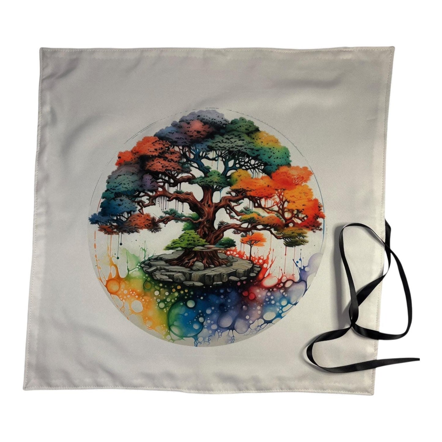 Tree of Life Tarot XL Deck Wrap – Colorful Fabric Tarot Card Holder, Spiritual Oracle Deck Storage Wrap, Divination Card Protector