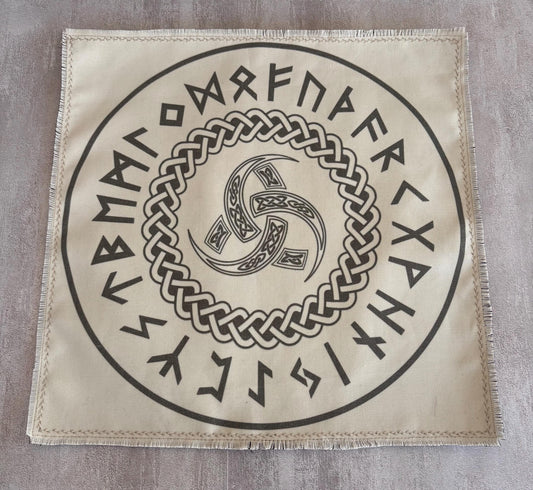 Rune Casting Mat with Elder Futhark – Handmade Divination & Ritual Altar Cloth for Pagan, Norse and Witchcraft Use