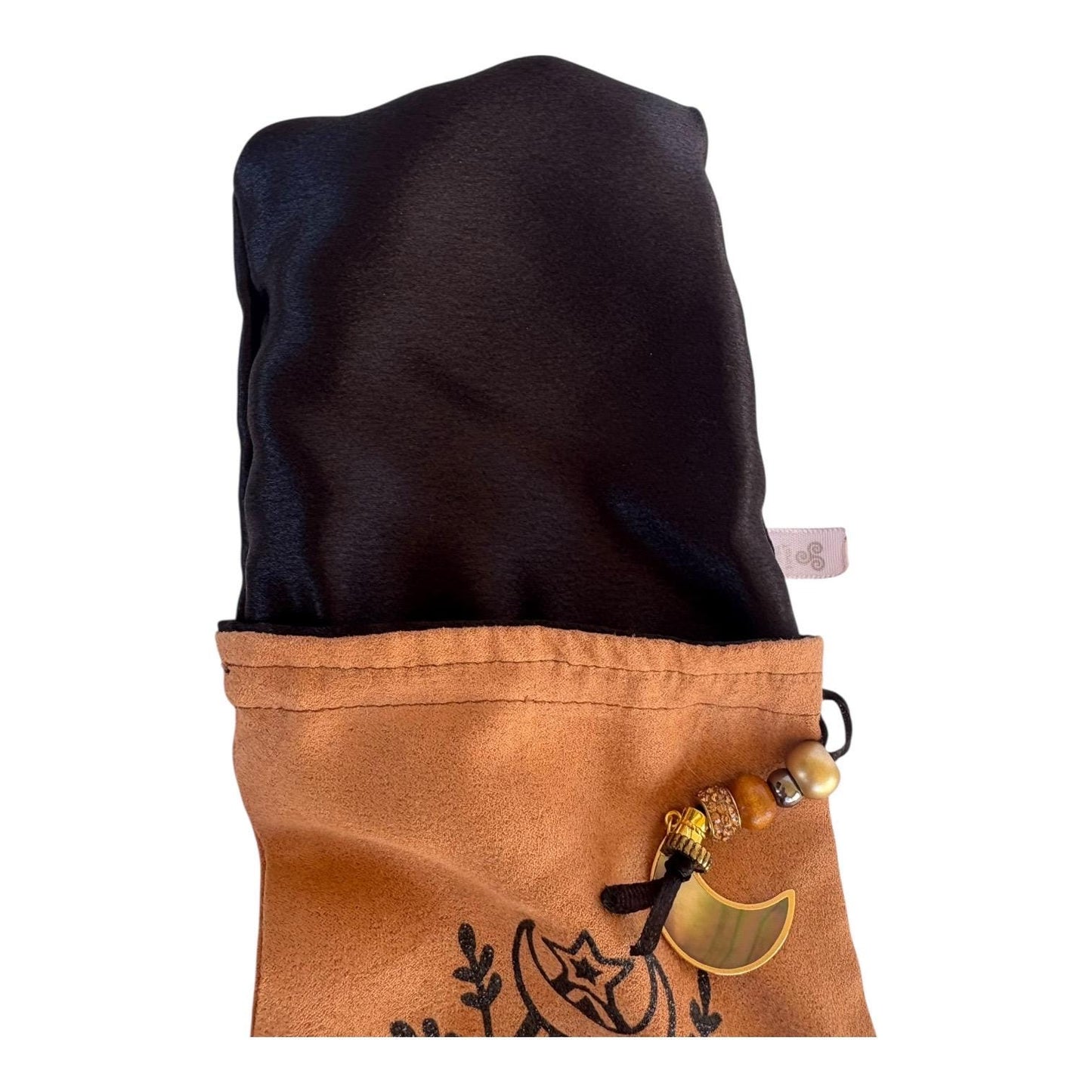 Deluxe Satin Lined Tarot Bag with Fringe | Moon Moth Drawstring Deck Bag