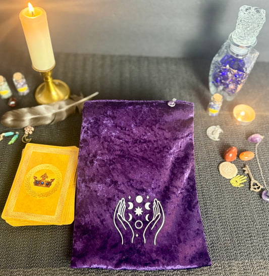 Handmade Velvet Tarot Zipper Pouch Large | Satin Lined Storage for Cards, Crystals & Ritual Tools | Customizable Divination Bag