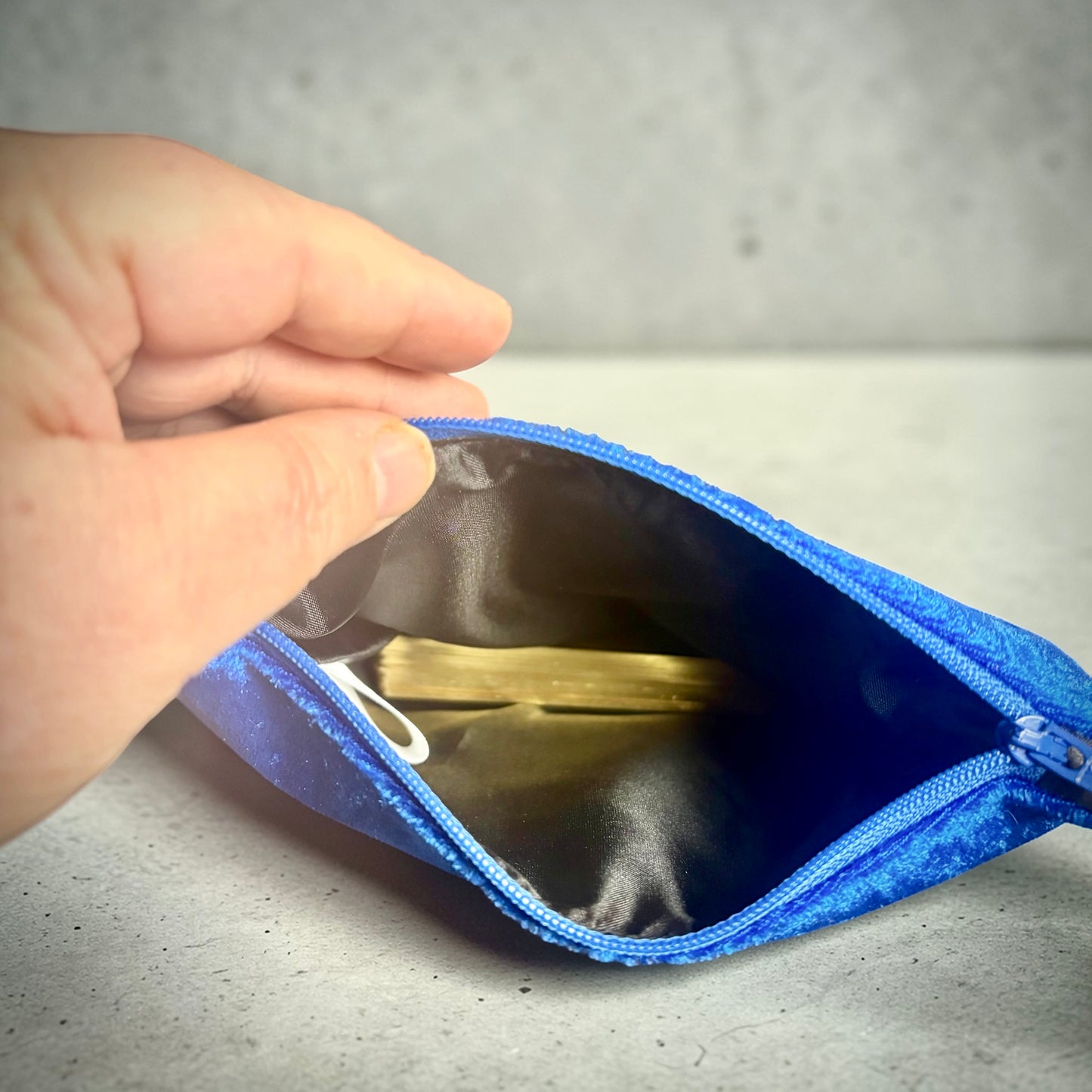 Handmade Velvet Tarot Zipper Pouch Large | Satin Lined Storage for Cards, Crystals & Ritual Tools | Customizable Divination Bag